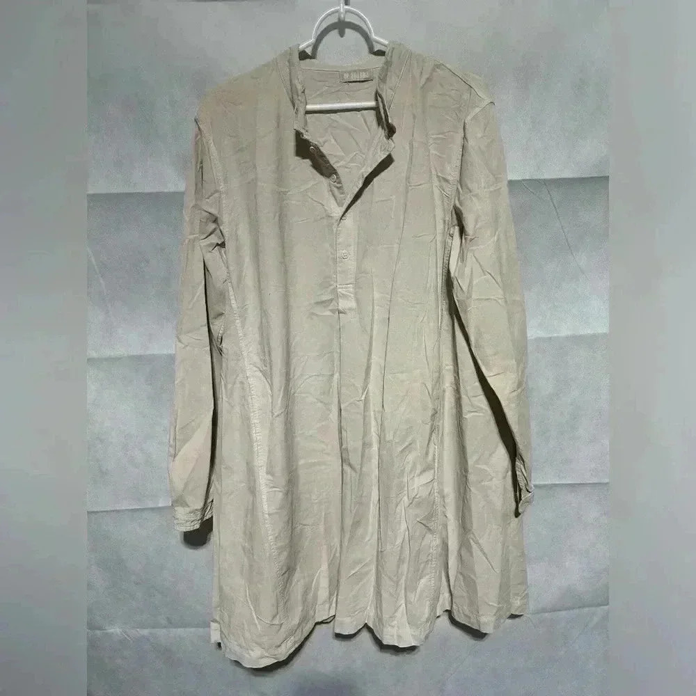 CP Shades Corduroy Tan Beige Khaki Dress Size Medium Pockets Mock Neck Buttons